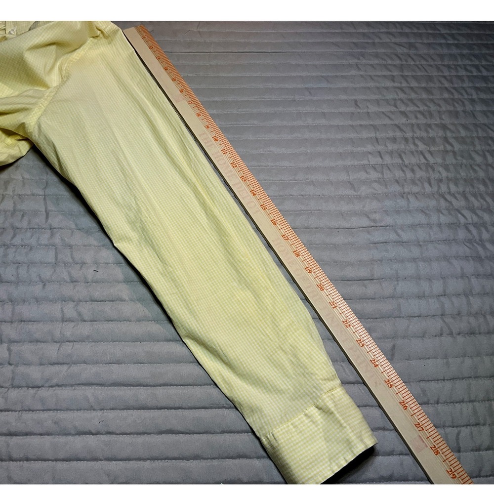 Crown & Ivy Mens Long Sleeve Button Down Cotton Shirt Yellow White Gingham Large - Picture 4 of 8